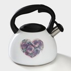 Чайник Доляна «Сердце», 3 л, со свистком, с индикатором нагрева, нержавеющая сталь, белый - Фото 3