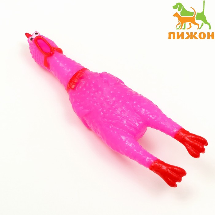 Игрушка пищащая "Задумчивая курица" малая для собак, 16,5 см, ярко-розовая - Фото 1