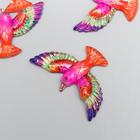 Декор для творчества пластик "Птица розово-оранжевая с золотом" 2,3х3,5х0,4 см - фото 4888670