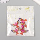 Декор для творчества пластик "Птица розово-оранжевая с золотом" 2,3х3,5х0,4 см (комплект 5 шт) - фото 23682401