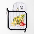 Кухонный набор Этель Vegetable: варежка-прихватка 20×28 см, прихватка 19×19 см, 100% хлопок - Фото 6