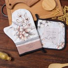 Набор кухонный «Floral mood» варежка-прихватка 20×28 см, прихватка 19×19 см,100% хл - Фото 1