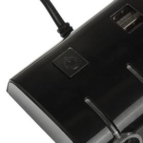 

УЦЕНКА Разветвитель прикуривателя, 3 гнезда с подсветкой, 2 USB, 12/24 В,провод 70 см,черный