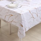 Клеёнка на стол на тканевой основе Доляна «Мрамор», ширина 137 см, рулон 20 м, толщина 0,22 мм, цвет бело-золотой - Фото 2