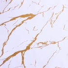 Клеёнка на стол Доляна «Мрамор», на тканевой основе, ширина 137 см, рулон 20 м, толщина 0.22 мм, бело-золотая - Фото 3