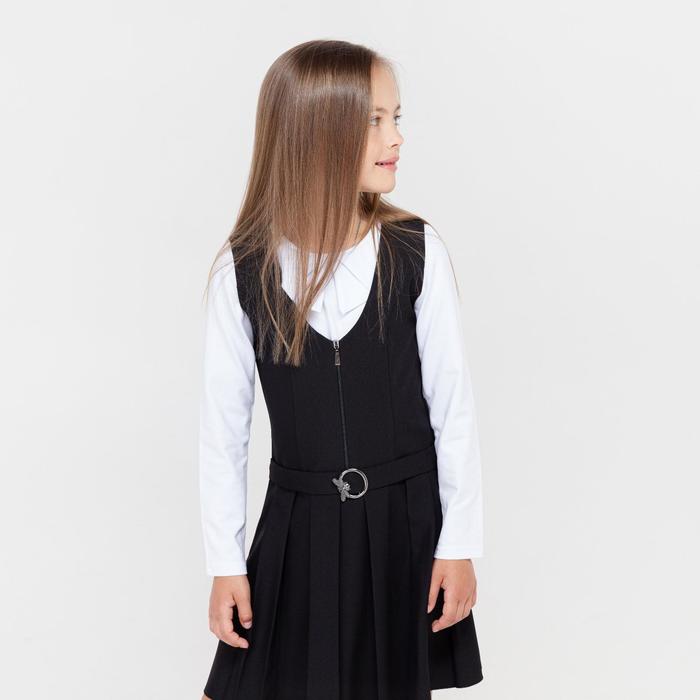 Школьный сарафан для девочки, цвет чёрный, рост 134 см - Фото 1