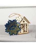 Ёлочная игрушка «Домик со снеговиком», 7.5×6.5×6 см, от батареек, свечение тёплое белое - Фото 8