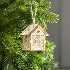 Ёлочная игрушка «Домик со снеговиком», от батареек, свечение RGB - фото 22617395