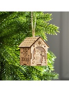 Ёлочная игрушка «Домик с Дедом Морозом с мешком», 8×6.5×6 см, от батареек, свечение тёплое белое - Фото 4