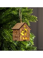 Ёлочная игрушка «Домик с оленем», 8×6.5×6 см, от батареек, свечение тёплое белое - Фото 4