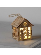 Ёлочная игрушка «Домик со снеговиком», 8×6.5×6 см, от батареек, свечение тёплое белое - Фото 6