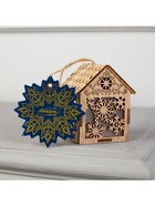 Ёлочная игрушка «Домик со снежинками», 8×6.5×6 см, от батареек, свечение тёплое белое - Фото 8