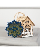 Ёлочная игрушка «Домик с оленями», 8×7×5.5 см, от батареек, свечение тёплое белое - Фото 8