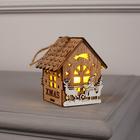 Ёлочная игрушка «Домик с Дедом Морозом на санках», от батареек, свечение тёплое белое - фото 6430927