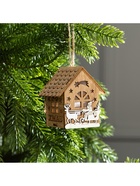 Ёлочная игрушка «Домик с Дедом Морозом на санках», 8×7×5.5 см, от батареек, свечение тёплое белое - Фото 4