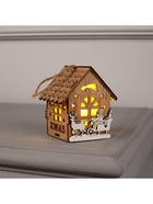 Ёлочная игрушка «Домик с Дедом Морозом на санках», 8×7×5.5 см, от батареек, свечение тёплое белое - Фото 6