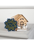 Ёлочная игрушка «Домик с Дедом Морозом на санках», 8×7×5.5 см, от батареек, свечение тёплое белое - Фото 8