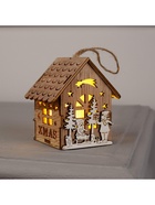 Ёлочная игрушка «Домик с детьми», 8×4×4 см, от батареек, свечение тёплое белое - Фото 6