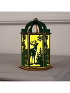 Ёлочная игрушка «Зелёный фонарь с оленем», 13×9×9 см, от батареек, свечение тёплое белое - Фото 6