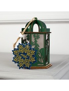 Ёлочная игрушка «Зелёный фонарь с оленем», 13×9×9 см, от батареек, свечение тёплое белое - Фото 8