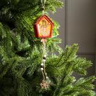 Ёлочная игрушка «Домик со снеговиком», от батареек, свечение тёплое белое - Фото 1