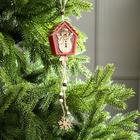 Ёлочная игрушка «Домик со снеговиком», от батареек, свечение тёплое белое - Фото 2