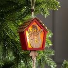 Ёлочная игрушка «Домик со снеговиком», от батареек, свечение тёплое белое - Фото 3