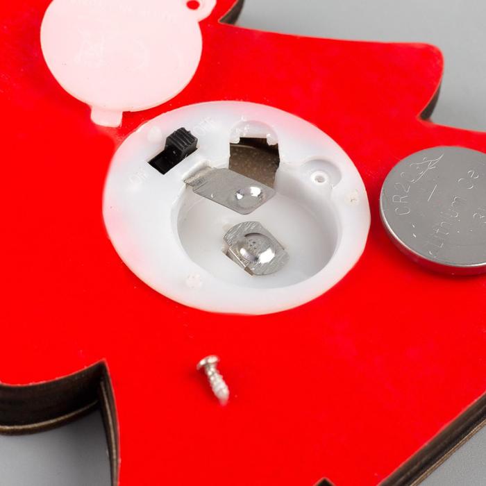 Ёлочная игрушка «Красная ёлочка с Дедом Морозом», от батареек, свечение RGB - фото 1908714006
