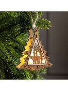 Ёлочная игрушка «Ёлочка с медведем», 11×11×2 см, от батареек, свечение тёплое белое - Фото 4