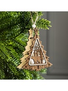 Ёлочная игрушка «Ёлочка с медведем», 11×11×2 см, от батареек, свечение тёплое белое - Фото 6