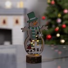 Светодиодная фигура «Снеговик» 12 × 18 × 6 см, дерево, батарейки CR2032х1, свечение тёплое белое - фото 2941652