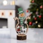 Светодиодная фигура «Снеговик» 12 × 18 × 6 см, дерево, батарейки CR2032х1, свечение тёплое белое - фото 6431013