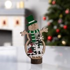 Светодиодная фигура «Снеговик» 12 × 18 × 6 см, дерево, батарейки CR2032х1 (в комплекте), свечение тёплое белое - Фото 3