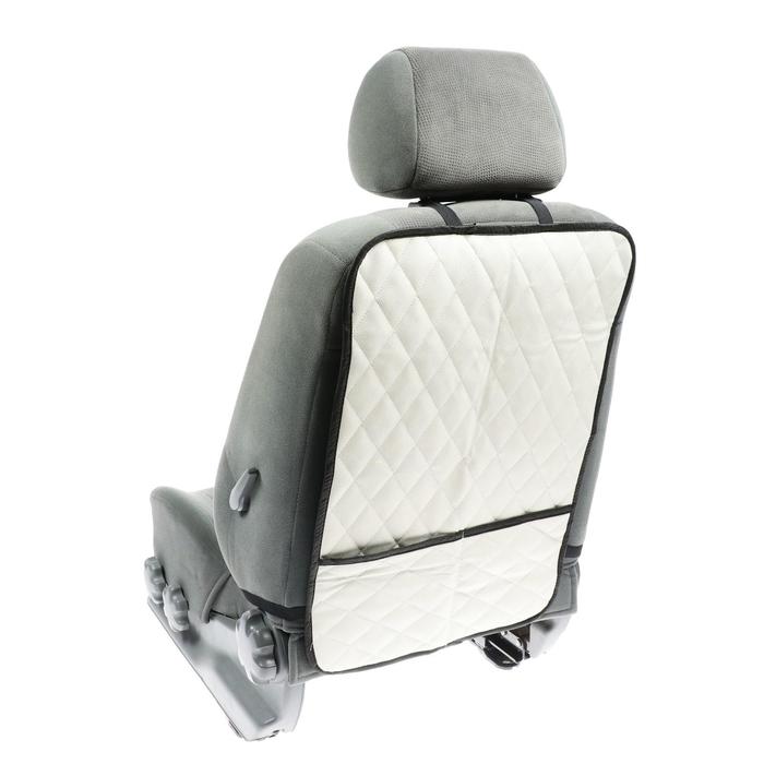 Защитная накидка на переднее сиденье 1 карман, 40×60, экокожа, стеганная, белая