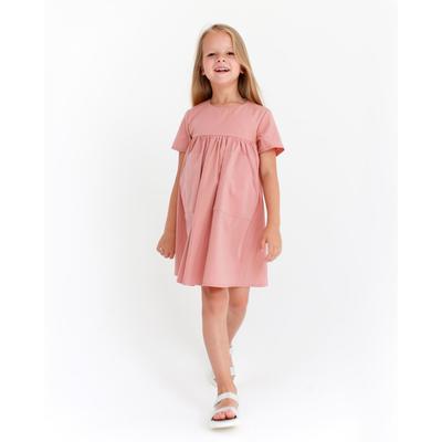 Платье детское с карманом KAFTAN, размер 32 (110-116 см), коралловое