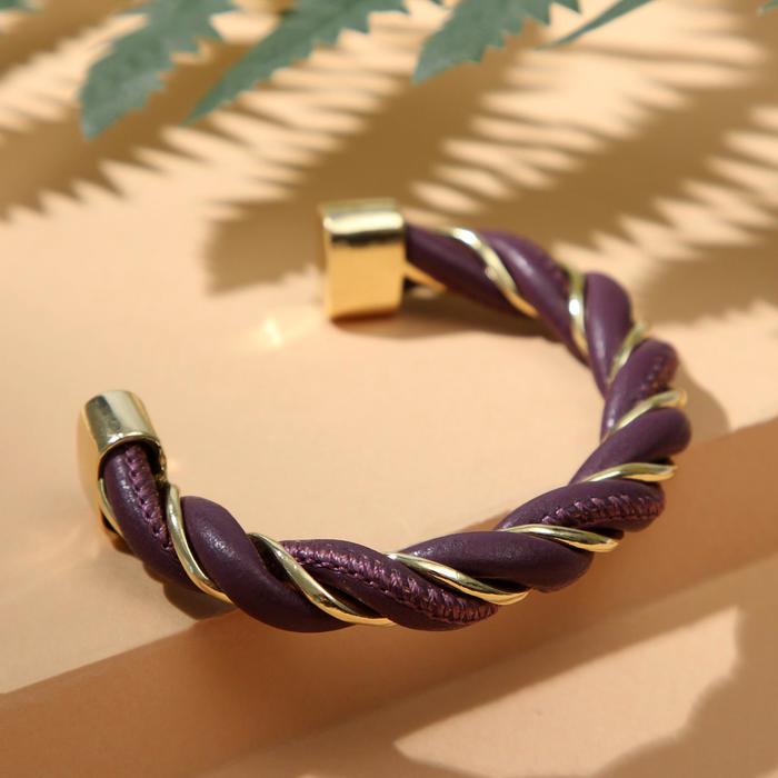 Браслет "Каркас" завиток, цвет фиолетовый в золоте, d=5 см - Фото 1