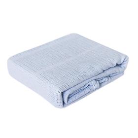Одеяло вязаное, размер 90х118 см, цвет голубой