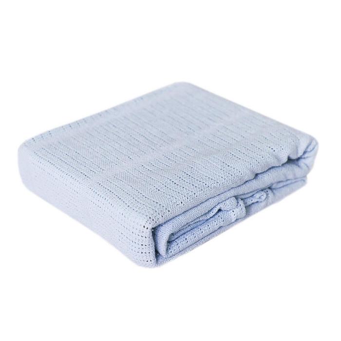 Одеяло вязаное, размер 90х118 см, цвет голубой - Фото 1