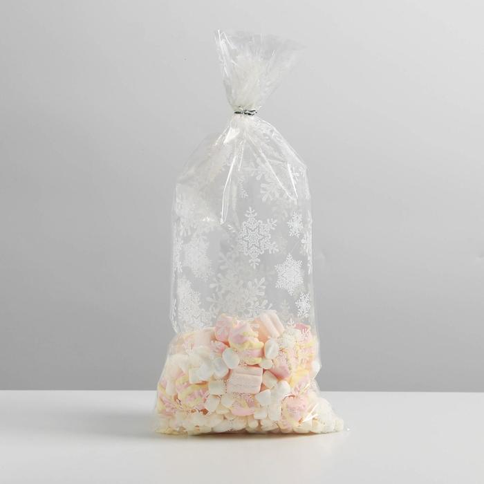 Пакет подарочный пластиковый «Снежинки», 19 х 34 см - Фото 1