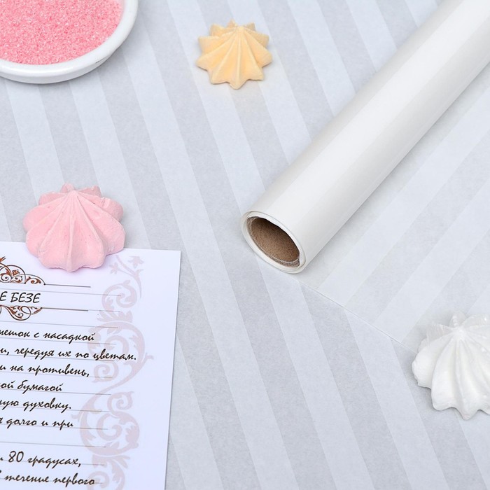Бумага силиконизированная «Полоски», белые, для выпечки, 0,38 х 5 м - фото 1882219834