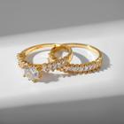 Кольцо «Сокровище» шипики и кристалл, цвет белый в золоте, размер 18 - фото 25617525