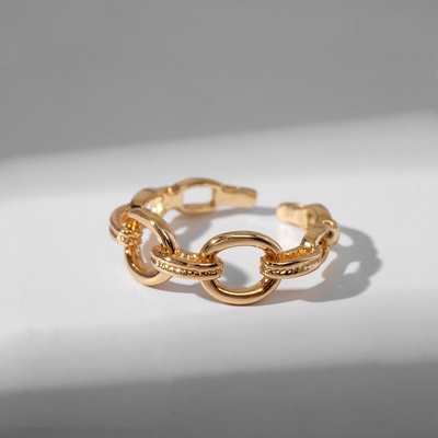 Кольцо «Звенья» трендовая линия, цвет золото, безразмерное