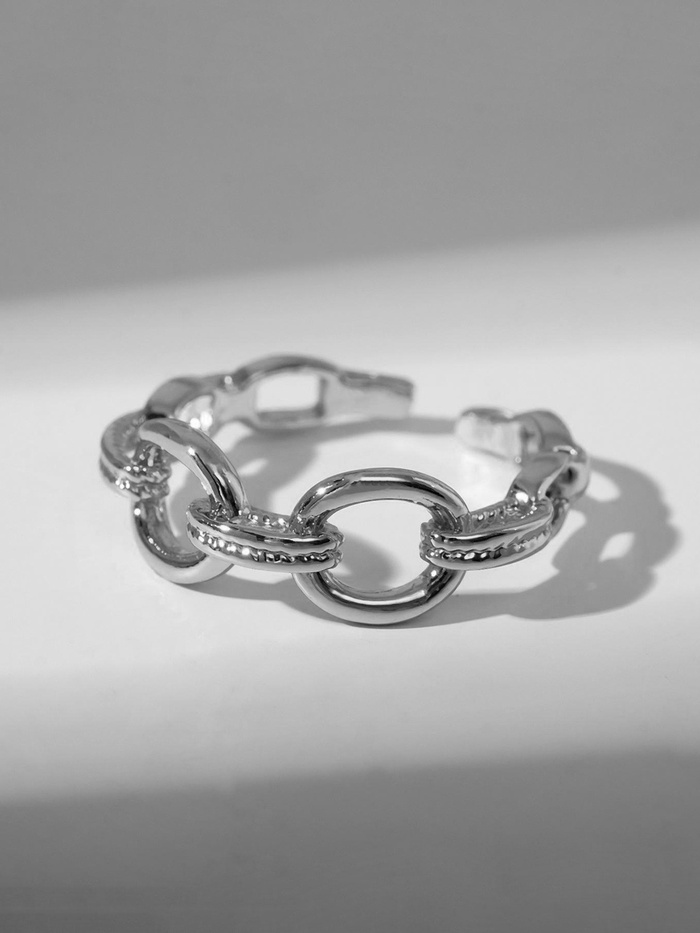 Кольцо «Звенья» трендовая линия, цвет серебро, безразмерное - Фото 1