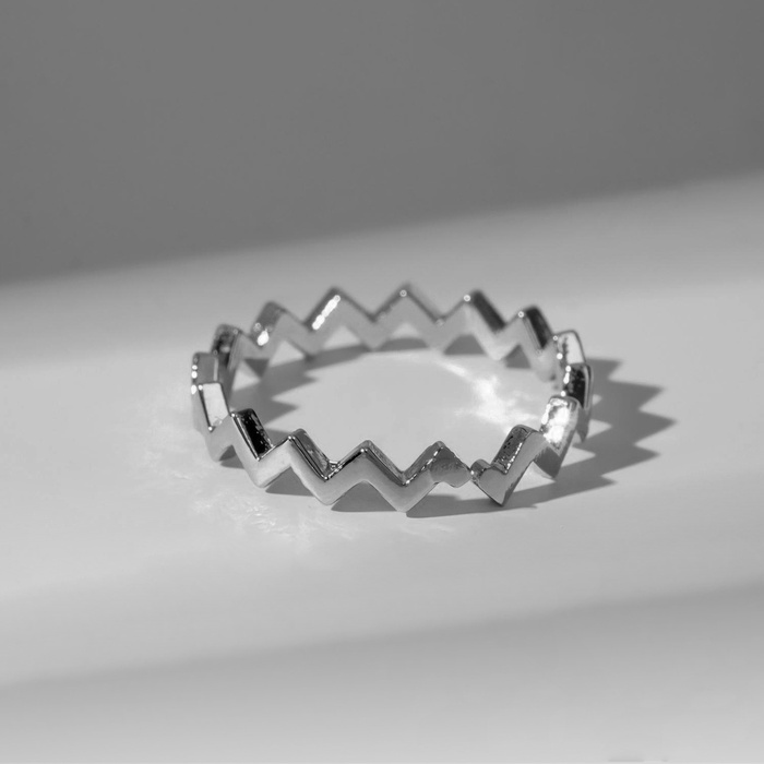 Кольцо «Зигзаг» тренд, цвет серебро, безразмерное - Фото 1