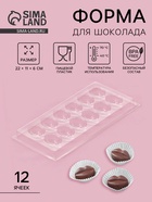 Форма для шоколада и конфет «Губы», 12 ячеек, 22×11 см, пластик, прозрачная - Фото 1