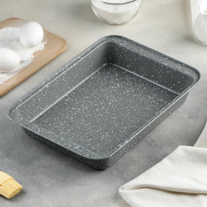 Противень Доляна «Элин. Мрамор», 32×22×5 см, антипригарное покрытие, цвет серый - Фото 1