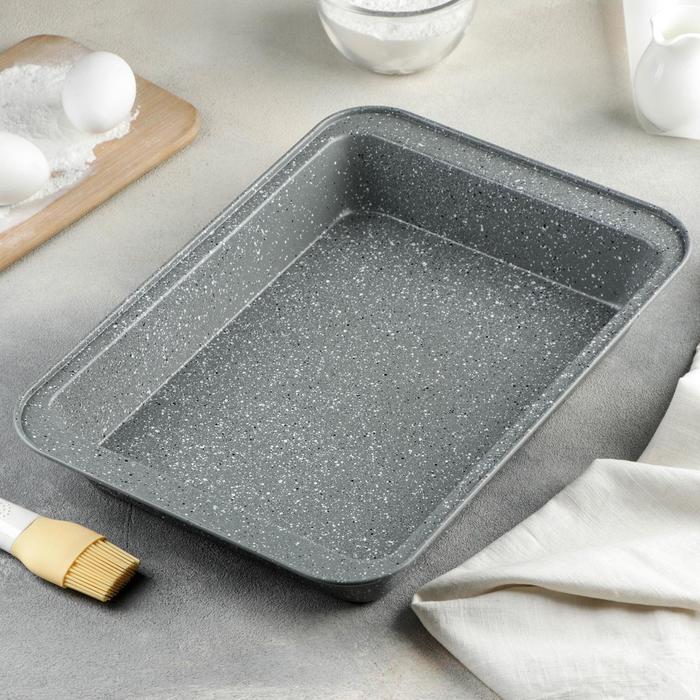 Противень для выпечки Доляна «Элин. Мрамор», 37×25,5×5 см, антипригарное покрытие, цвет серый - Фото 1