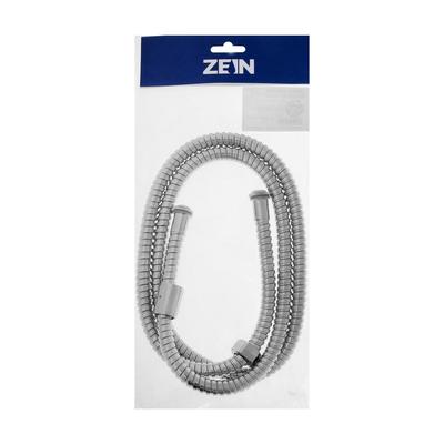 Душевой шланг ZEIN Z16PS, 150 см, гайки металл 1/2", запрессовочная втулка пластик, хром, Имп/Имп