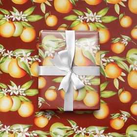 Бумага упаковочная глянцевая «Сочные мандарины», 70 x 100 см