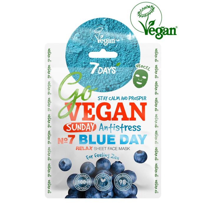 Тканевая relax маска для лица 7 DAYS GO VEGAN Sunday BLUE DAY, 25 г - Фото 1